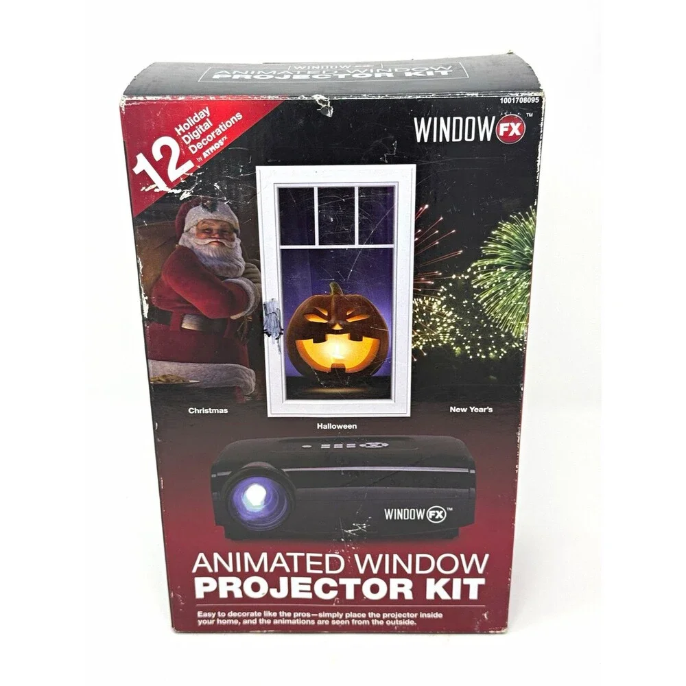 WindowFX Animated Window Projector Kit, 12 Seasonal Holiday Scenes, Black